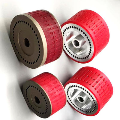 Material de caucho/acero Color rojo Rueda de succión resistente al desgaste para piezas de máquinas plegables y accesorios de impresión offset